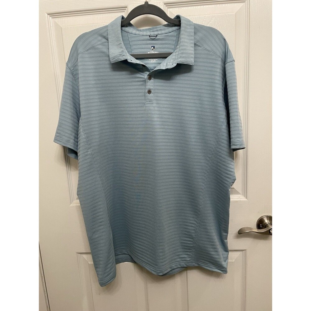 KÜHL Men's XL AirKuhl Short Sleeve Polo Shirt Light Blue Hiking Performance